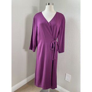 NEW J Jill Womens Large Wildberry Side Tie Dress 3/4 Sleeve V Neck